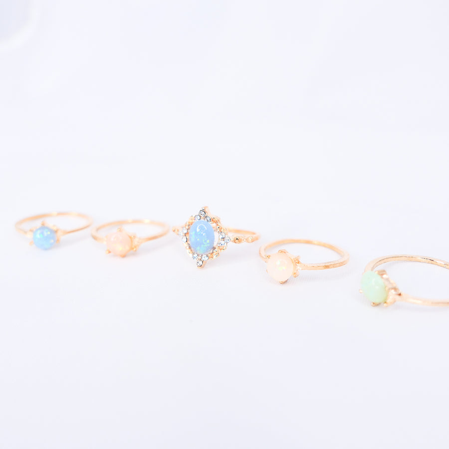 Pastel Gems Ring Set